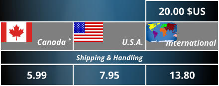 13.80 International 7.95 U.S.A. Shipping & Handling 5.99 Canada *  20.00 $US